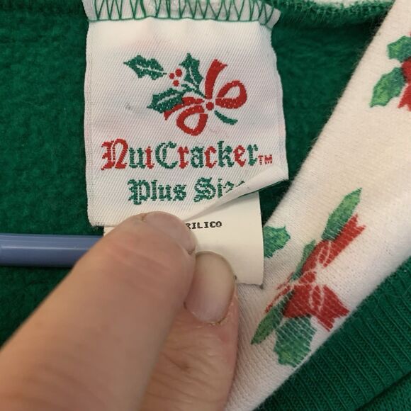 VTG Christmas Sweater Sweatshirt Green Santa Nutcracker Plus 3x Pullover 90s Mom - Picture 6 of 10